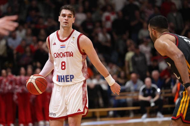 Zagreb, Croatia, 27.2.2026. FIBA Baskeball World Cup, European Qualifiers, First Round Group E, Drazen Petrovic Basketball Center, Croatia (CRO). Croatia vs Germany (93 - 88) Mario HEZONJA (9) 