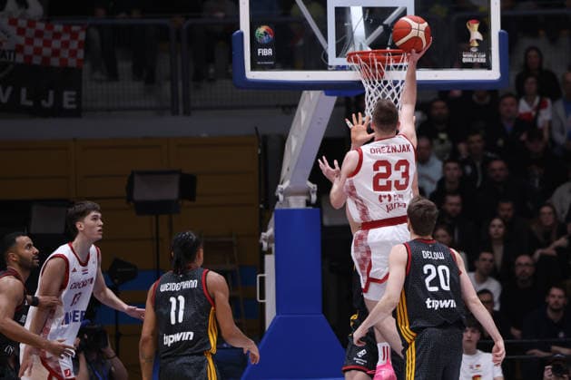 Zagreb, Croatia, 27.2.2026. FIBA Baskeball World Cup, European Qualifiers, First Round Group E, Drazen Petrovic Basketball Center, Croatia (CRO). Croatia vs Germany (93 - 88) Mateo DREZNJAK (23) 