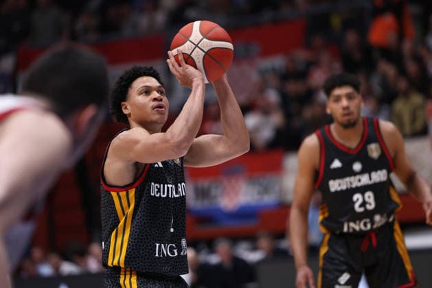 Zagreb, Croatia, 27.2.2026. FIBA Baskeball World Cup, European Qualifiers, First Round Group E, Drazen Petrovic Basketball Center, Croatia (CRO). Croatia vs Germany (93 - 88) Jack KAYIL (2) 