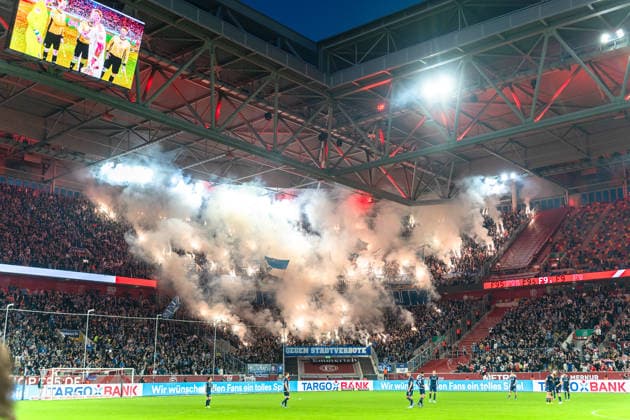 Germany 2 Bundesliga 2025 2026 Fortuna Düsseldorf vs VfL Bochum 24 Matchday 27 02 2026 Merkur Spiel Arena Nordrhein Westfalen Fans Spectators Mood Scarf Away Block Guests Copyright: xCelinaxLeiersx