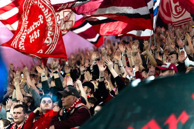 Germany 2 Bundesliga 2025 2026 Fortuna Düsseldorf vs VfL Bochum 24 Matchday 27 02 2026 Merkur Spiel Arena Nordrhein Westfalen Fans Spectators Mood Scarf Copyright: xCelinaxLeiersx
