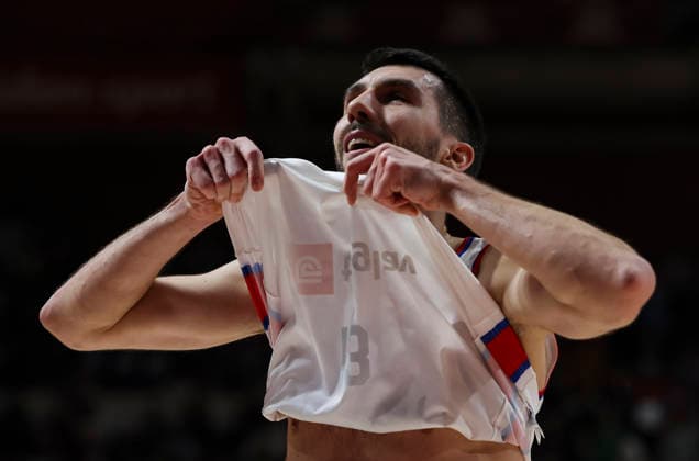Serbia v Turkiye - FIBA Worl Cup European qualifiers, first round group C Ognjen Dobric of Serbia reacts during the FIBA World Cup European qualifiers first round group C basketball match between Serbia and Turkiye on February 27, 2026 in Belgrade, Serbia. Belgrade Serbia Copyright: xPedjaxMilosavljevic Starsport.rsx