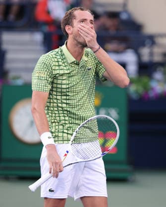 Daniil Medvedev reacts angry,anger,disappointed,disappointment,emotion, Dubai Duty Free Tennis Championships, Dubai, U A E Tennis Dubai Tennis Championships 2026 ATP Dubai Duty Free Tennis Stadium Dubai United Arab Emirates 28 February 2026 Copyright: xJuergenxHasenkopfx