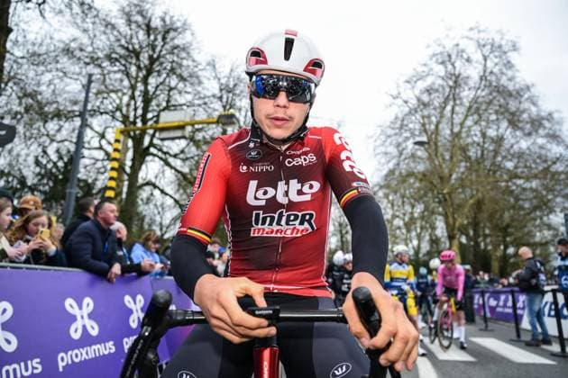 Belgian Arnaud De Lie of Lotto-Intermarche pictured at the start of the 81st edition of the men s one-day cycling race Omloop Het Nieuwsblad (UCI World Tour), the opening race of the Flemish one-day classics season, 207,6 km from Gent to Ninove, Saturday 28 February 2026. DAVIDxPINTENS  x165895132x