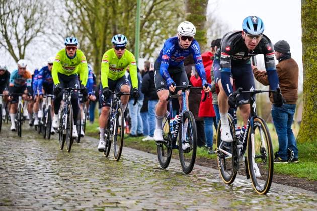 Belgian Lennert Belmans of Alpecin-Premier Tech pictured in action during the 81st edition of the men s one-day cycling race Omloop Het Nieuwsblad (UCI World Tour), the opening race of the Flemish one-day classics season, 207,6 km from Gent to Ninove, Saturday 28 February 2026. DAVIDxPINTENS  x165907165x