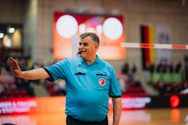 Olaf Niemann TSV Gaertringen, Referee , Fistball, German Championship, Final 4, Season 2025 2026, 28 02 2026, Fistball, German Championship, Final 4, Season 2025 2026, 28 02 2026, Stuttgart Copyright: xEibner-Pressefoto LarsxNeumannx EP_LNN