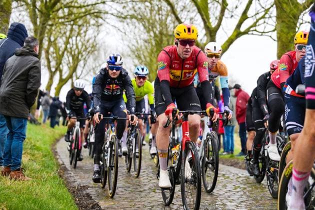 Norway s Erik Nordsater Resell of Uno-X Mobility pictured in action during the 81st edition of the men s one-day cycling race Omloop Het Nieuwsblad (UCI World Tour), the opening race of the Flemish one-day classics season, 207,6 km from Gent to Ninove, Saturday 28 February 2026. DAVIDxPINTENS  x165912075x