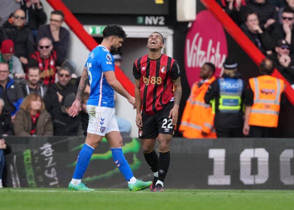 Bournemouth v Sunderland, Premier League, Football, Vitality Stadium, Bournemouth, UK - 28 Feb 2026 Eli Junior Kroupi of Bournemouth grimaces after missing a shot at goal. Bournemouth Vitality Stadium Bournemouth UK, UK NEWSPAPERS OUT Copyright: xSeanxRyanx