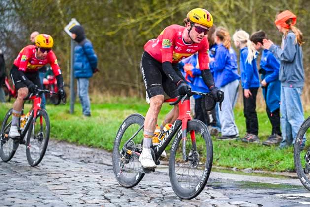Omloop Het Nieuwsblad 2026 Cycling Race NINOVE, BELGIUM - FEBRUARY 28 : Bevort Carl-Frederik (DEN) of Uno-X Mobility in action during the 81th edition of Omloop Het Nieuwsblad an UCI World Tour 1.UWT one day cycling road race for Men Elite of 207 km with start in Ghent and finish in Ninove on February 28, 2026 in Ninove, Belgium, 28 02 2026 ( Motordriver Kenny Verfaillie - Ninove Belgium  Copyright: xTimxDexWaelex