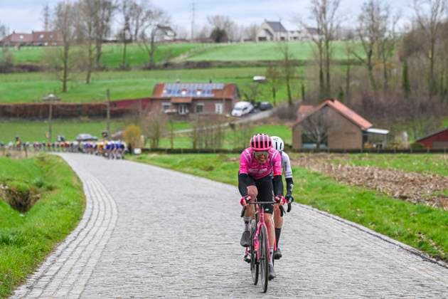 Omloop Het Nieuwsblad 2026 Cycling Race NINOVE, BELGIUM - FEBRUARY 28 : Asgreen Kasper (DEN) of EF Education EasyPost in action during the 81th edition of Omloop Het Nieuwsblad an UCI World Tour 1.UWT one day cycling road race for Men Elite of 207 km with start in Ghent and finish in Ninove on February 28, 2026 in Ninove, Belgium, 28 02 2026 ( Motordriver Kenny Verfaillie - Ninove Belgium  Copyright: xTimxDexWaelex