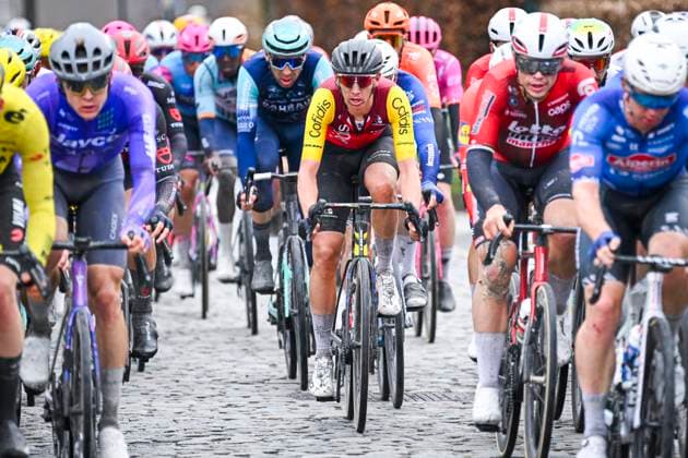 Omloop Het Nieuwsblad 2026 Cycling Race NINOVE, BELGIUM - FEBRUARY 28 : Teuns Dylan (BEL) of Cofidis in action during the 81th edition of Omloop Het Nieuwsblad an UCI World Tour 1.UWT one day cycling road race for Men Elite of 207 km with start in Ghent and finish in Ninove on February 28, 2026 in Ninove, Belgium, 28 02 2026 ( Motordriver Kenny Verfaillie - Ninove Belgium  Copyright: xTimxDexWaelex
