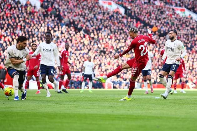 Hugo Ekitike of Liverpool scores to make it 1-0 and celebrates Liverpool v West Ham United, Premier League, Football, Anfield, Liverpool, UK - 28 Feb 2026Liverpool Anfield United Kingdom EDITORIAL USE ONLY No use with unauthorised audio, video, data, fixture lists, club league logos or live services. Online in-match use limited to 120 images, no video emulation. No use in betting, games or single club league player publications. Copyright: xPaulxCurrie Shutterstockx 16708425bb