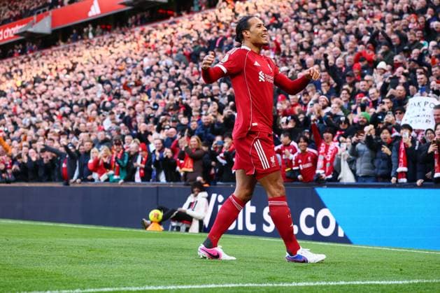 Virgil van Dijk of Liverpool scores to make it 2-0 and celebrates Liverpool v West Ham United, Premier League, Football, Anfield, Liverpool, UK - 28 Feb 2026Liverpool Anfield United Kingdom EDITORIAL USE ONLY No use with unauthorised audio, video, data, fixture lists, club league logos or live services. Online in-match use limited to 120 images, no video emulation. No use in betting, games or single club league player publications. Copyright: xPaulxCurrie Shutterstockx 16708425by