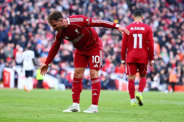 Alexis Mac Allister of Liverpool celebrates scoring to make it 3-0 Liverpool v West Ham United, Premier League, Football, Anfield, Liverpool, UK - 28 Feb 2026Liverpool Anfield United Kingdom EDITORIAL USE ONLY No use with unauthorised audio, video, data, fixture lists, club league logos or live services. Online in-match use limited to 120 images, no video emulation. No use in betting, games or single club league player publications. Copyright: xPaulxCurrie Shutterstockx 16708425ci