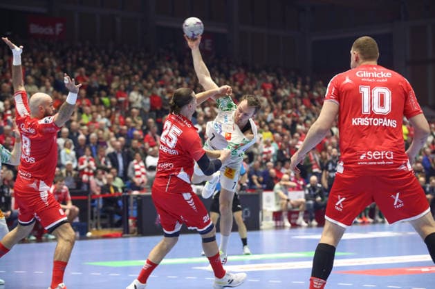 28 02 2026, xtgx, Handball, Daikin HBL, MT Melsungen SC Magdeburg v l Felix Claar Magdeburg, 7 wirft Tor, Torschuetze, erzielt Tor, Treffer, scores the goal Kassel
