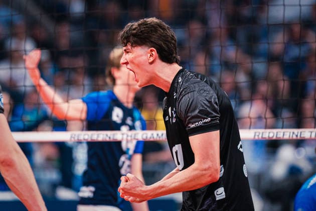 DVV Cup VfB Friedrichshafen SVG Lüneburg 28 02 2026 Cole Young SVG Lüneburg, 8 cheers Volleyball, Zoi DVV Cup Final VfB Friedrichshafen vs SVG Lüneburg on 28 02 2026 at the SAP Arena, Mannheim Copyright: xBEAUTIFULxSPORTS Tonhäuserx
