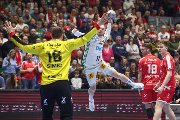 28 02 2026, xtgx, Handball, Daikin HBL, MT Melsungen SC Magdeburg v l Daniel Pettersson Magdeburg, 11 wirft Tor, Torschuetze, erzielt Tor, Treffer, scores the goal Kassel