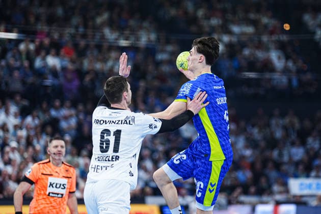 Hendrik Pekeler THW Kiel, 61 , Miro Schluroff VfL Gummersbach, 15 GER, THW Kiel vs VfL Gummersbach, Handball, 1 Bundesliga, Matchday 23, Season 2025 2026, 28 02 2026 GER, THW Kiel vs VfL Gummersbach, Handball, 1 Bundesliga, Matchday 23, Season 2025 2026, 28 02 2026 Kiel Copyright: xEibner-Pressefoto MarcelxvonxFehrnx EP_MFN