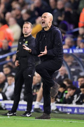 Fußball Premier League Leeds United v Manchester City 28. Februar 2026 Premier League Leeds United v Manchester City Manchester City Manager Pep Guardiola Foto Simon Stacpoole Abseits Leeds UK  Copyright: xSimonxStacpoolexOffside