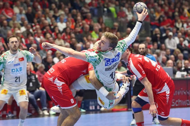 28 02 2026, xtgx, Handball, Daikin HBL, MT Melsungen SC Magdeburg v l Gisli Thorgeir Kristjansson Magdeburg, 10 throws goal, Torschuetze, scores goal, Treffer, scores the goal Kassel