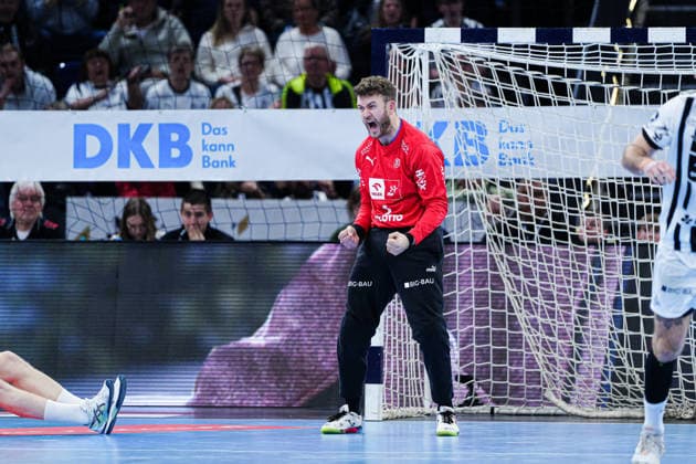 Cheers after parade Gonzalo Perez de Vargas THW Kiel, 01 GER, THW Kiel vs VfL Gummersbach, Handball, 1 Bundesliga, Matchday 23, Season 2025 2026, 28 02 2026 GER, THW Kiel vs VfL Gummersbach, Handball, 1 Bundesliga, Matchday 23, Season 2025 2026, 28 02 2026 Kiel Copyright: xEibner-Pressefoto MarcelxvonxFehrnx EP_MFN