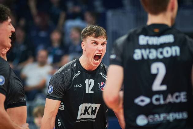 Match scene with Santeri Välimaa 12 SVG Lüneburg and Daniel Gruvaeus 2 SVG Lüneburg Zoi DVV Mens Cup Final 2026 Copyright: xspeedshotx
