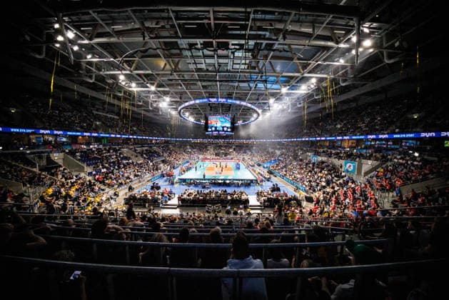 28 02 2026, SAP Arena, Mannheim Volleyball, DVV Pokal Final, VfB Friedrichshafen vs SVG Lüneburg Lueneburg Overview SAP Arena, Mannheim Spectators
