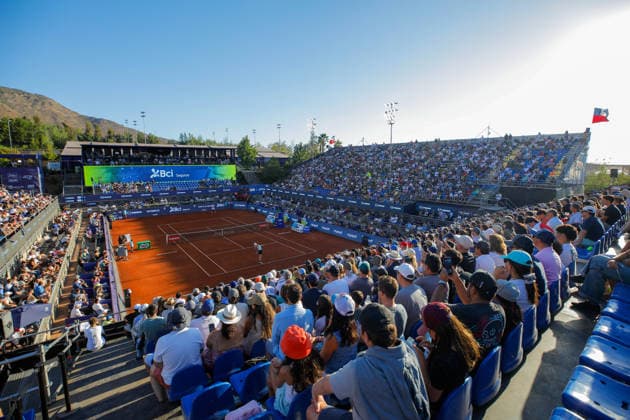 Chile Open 2026 ATP, Tennis Herren 250) Francisco Cerundolo from Argentina plays against Yannick Hanfmann from Germany in the singles semifinal match at the Chile Open 2026 (ATP 250) held at Court Central of San Carlos de Apoquindo in Santiago de Chile, Chile, on February 28, 2026. Santiago Chile  Copyright: xReinaldoxUbillax originalFilename:ubilla-notitle260228_npOrq.jpg