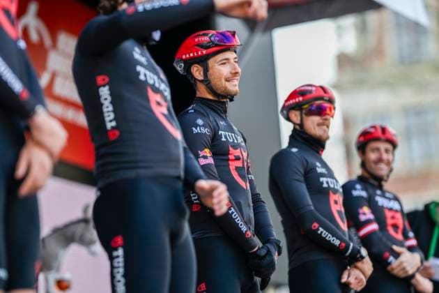 Kuurne Brussel Kuurne 2026 Cycling Race KUURNE, BELGIUM - MARCH 01 : Mozzato Luca (ITA) of Tudor Pro Cycling Team on stage before the start of the race during the 78th edition of Kuurne Brussel Kuurne an UCI ProSeries 1.Pro one day cycling road race for Men Elite of 194 km with start in Kortrijk and finish in Kuurne on March 1, 2026 in Kuurne, Belgium, 01 03 2026 ( Motordriver Kenny Verfaillie - Kuurne Belgium  Copyright: xNicoxVereeckenx