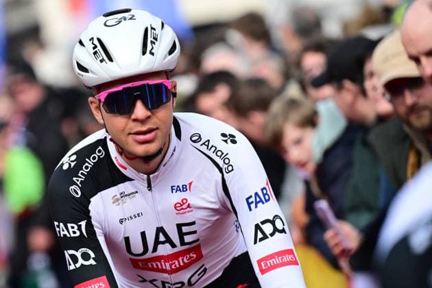 Belgium s Florian Vermeersch of UAE Team Emirates-XRG pictured during the team presentation at the start of the 78th edition of the men elite race of the Kuurne-Brussels-Kuurne one day cycling race, 195 km from Kuurne to Kuurne via Brussels, Sunday 01 March 2026. DIRKxWAEM  x166068951x
