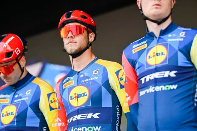 Kuurne Brussel Kuurne 2026 Cycling Race KUURNE, BELGIUM - MARCH 01 : Milan Jonathan (ITA) of Lidl Trek on stage before the start of the race during the 78th edition of Kuurne Brussel Kuurne an UCI ProSeries 1.Pro one day cycling road race for Men Elite of 194 km with start in Kortrijk and finish in Kuurne on March 1, 2026 in Kuurne, Belgium, 01 03 2026 ( Motordriver Kenny Verfaillie - Kuurne Belgium  Copyright: xNicoxVereeckenx