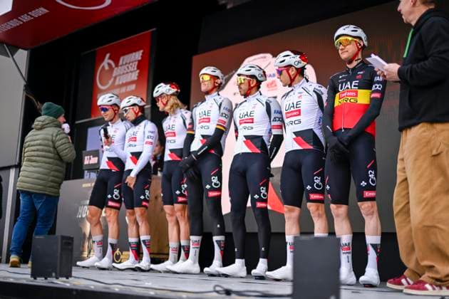 Kuurne Brussel Kuurne 2026 Cycling Race KUURNE, BELGIUM - MARCH 01 : Wellens Tim (BEL) of UAE Team Emirates XRG on stage before the start of the race during the 78th edition of Kuurne Brussel Kuurne an UCI ProSeries 1.Pro one day cycling road race for Men Elite of 194 km with start in Kortrijk and finish in Kuurne on March 1, 2026 in Kuurne, Belgium, 01 03 2026 ( Motordriver Kenny Verfaillie - Kuurne Belgium  Copyright: xNicoxVereeckenx