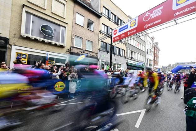 The start of the 78th edition of the men elite race of the Kuurne-Brussels-Kuurne one day cycling race, 195 km from Kuurne to Kuurne via Brussels, Sunday 01 March 2026. DIRKxWAEM  x166071308x