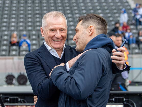 Soccer, Men, Season 2025 2026, 2 Bundesliga 24 Matchday , Hertha BSC 1 FC Nürnberg, f l Managing Director Dr Peter Görlich Hertha BSC , Coach Stefan Leitl Hertha BSC , 01 03 2026, Copyright: xSebastianxRäppold MatthiasxKochx