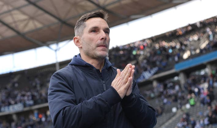 Coach Stefan Leitl action upper body portrait portrait single image close up sport soccer soccer DFL 2 Bundesliga men 24 matchday season 2025 2026 01 03 2026 Hertha BSC Berlin vs 1 FC Nürnberg FCN DFL regulations prohibit any use of photographs as image sequences and or quasi video