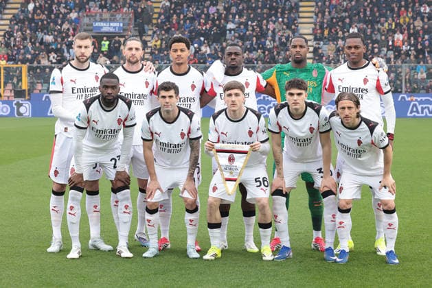 1st March 2026; Stadio Giovanni Zini, Cremona, Lombardy, Italy, Serie A Football, Cremonese versus AC Milan; the starting line up of AC Milan  EmanuelexPennacchio
