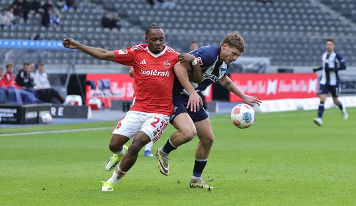 Mohamed Ali Zoma, Marton Dardai duel Match scene Action Sport Soccer Football DFL 2 Bundesliga Men 24 Matchday Season 2025 2026 01 03 2026 Hertha BSC Berlin vs 1 FC Nürnberg FCN DFL regulations prohibit any use of photographs as image sequences and or quasi video