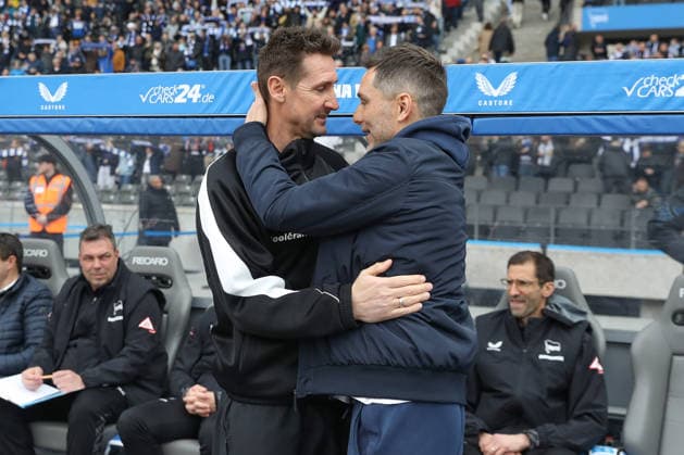 01 03 2026, xtgx, Soccer 2 Bundesliga Hertha BSC Berlin 1 FC Nuernberg emspor, v l Miroslav Klose Nuernberg, coach and Stefan Leitl Hertha, coach before the match DFL DFB REGULATIONS PROHIBIT ANY USE OF PHOTOGRAPHS as IMAGE SEQUENCES and or QUASI VIDEO Berlin