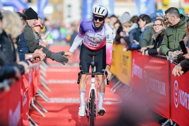 Kuurne Brussel Kuurne 2026 Cycling Race KUURNE, BELGIUM - MARCH 01 : Bouglas Georgios (GRE) of Burgos Burpellet BH pictured during the 78th edition of Kuurne Brussel Kuurne an UCI ProSeries 1.Pro one day cycling road race for Men Elite of 194 km with start in Kortrijk and finish in Kuurne on March 1, 2026 in Kuurne, Belgium, 01 03 2026 ( Motordriver Kenny Verfaillie - Kuurne Belgium  Copyright: xNicoxVereeckenx
