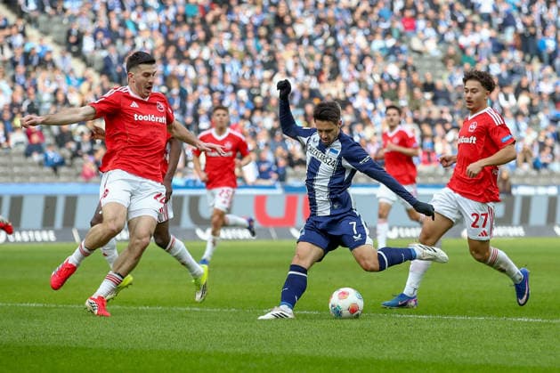 01 03 2026, xtgx, Soccer 2 Bundesliga Hertha BSC Berlin 1 FC Nuernberg emspor, v l Goal for 1 0 by Josip Brekalo Hertha, 7 DFL DFB REGULATIONS PROHIBIT ANY USE OF PHOTOGRAPHS as IMAGE SEQUENCES and or QUASI VIDEO Berlin