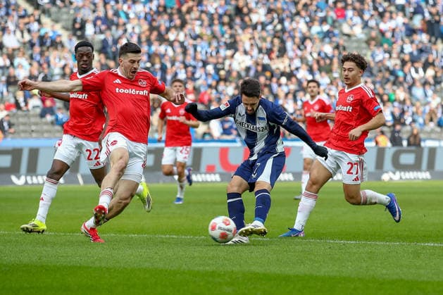 01 03 2026, xtgx, Soccer 2 Bundesliga Hertha BSC Berlin 1 FC Nuernberg emspor, v l Goal for 1 0 by Josip Brekalo Hertha, 7 DFL DFB REGULATIONS PROHIBIT ANY USE OF PHOTOGRAPHS as IMAGE SEQUENCES and or QUASI VIDEO Berlin