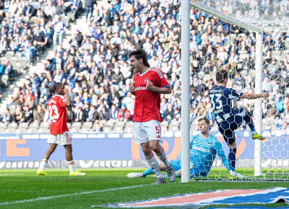 Soccer, Men, Season 2025 2026, 2 Bundesliga 24 Matchday , Hertha BSC 1 FC Nürnberg, Tom Baack Nürnberg , Cheering after goal to 1 1, 01 03 2026, Copyright: xSebastianxRäppold MatthiasxKochx