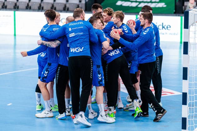 Team circle TVB Stuttgart GER, GWD Minden vs TVB Stuttgart, Handball, 1 Bundesliga, Matchday 23, Season 2025 2026, 01 03 2026 GER, GWD Minden vs TVB Stuttgart, Handball, 1 Bundesliga, Matchday 23, Season 2025 2026, 01 03 2026 Minden Copyright: xEibner-Pressefoto JanxRollingerx EP_JSK