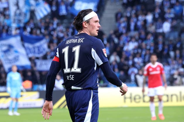 DEU, DFL, 2 FBL, Hertha BSC vs 1 FC Nuernberg, 01 03 2026, Berliner Olympiastadion, Berlin, DEU, DFL, 2 FBL, Hertha BSC vs 1 FC Nuernberg, im Bild Fabian Reese Hertha BSC Berlin 11 DFL regulations prohibit any use of Photographs as image sequences and or quasi video nordphotoxGmbHx xEngler nph00076