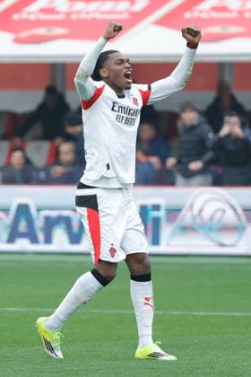 Foto IPP Emanuele Pennacchio Cremona 01 03 2026 Campionato Calcio Serie A 2025-2026 US Cremonese - AC Milan Nella foto Rafael Leao festeggia il gol italyphotopress world copyright Cremona italy Italia ITALY  Copyright: xR4924_italyphotopressx