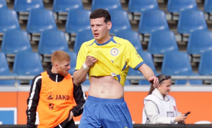 Erencan Yardimci Eintracht Braunschweig Football, Men, Season 2025 2026 2 BL, Eintracht Stadion, Eintracht Braunschweig vs SC Preussen Muenster DFL REGULATIONS PROHIBIT ANY USE OF PHOTOGRAPHS AS IMAGE SEQUENCES AND OR QUASI VIDEO