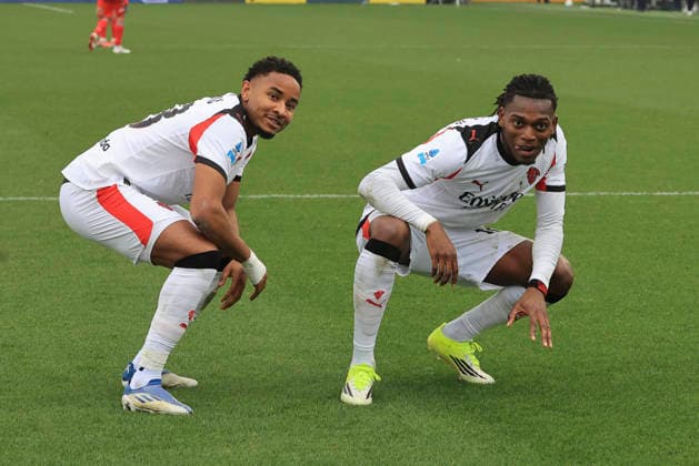 March 1, 2026, Cremona, ITALY: AC Milan s Rafael Leao celebrates after scoring during the italian soccer,Serie A match between US Cremonese vs AC Milan on March 01, 2026 at the Giovanni Zini stadium in Cremona, Italy. ANSA . Soccer: Serie A; Cremonese Vs Milan  - ZUMAa110 20260301_zaf_a110_165 Copyright: xDavidexCasentinix