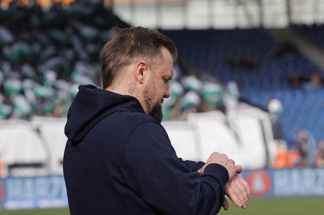 Happy about the 1 0 Head Coach Heiner Backhaus Eintracht Braunschweig Football, Men, Season 2025 2026 2 BL, Eintracht Stadion, Eintracht Braunschweig vs SC Preussen Muenster DFL REGULATIONS PROHIBIT ANY USE OF PHOTOGRAPHS AS IMAGE SEQUENCES AND OR QUASI VIDEO