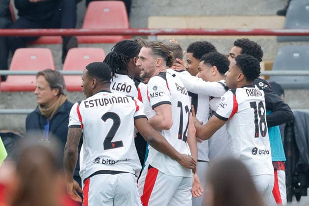 1st March 2026; Stadio Giovanni Zini, Cremona, Lombardy, Italy, Serie A Football, Cremonese versus AC Milan; AC Milan s players celebrate after the 0-1 goal  EmanuelexPennacchio Content restricted for UK based newspaper