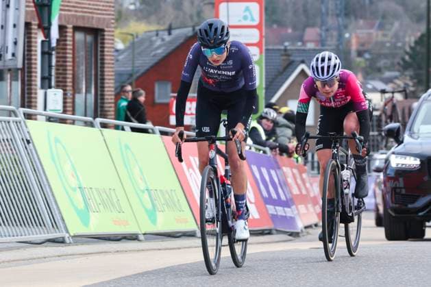 Fenix - Ekoï Omloop van het Hageland AARSCHOT TIELT - WINGE, Belgium 01 03 2026 Eraso Idoia (ESP) of Laboral Kutxa - Fundacion Euskadi, Rondel Lea (FRA) of Mayenne Monbana My Pie in the escape pack Pictured during the Fenix - Ekoï Omloop van het Hageland on 01 March 2026 ( Picture by Gianni Barbieux Photo News ). Gent Belgium  Copyright: xGiannixBarbieuxx